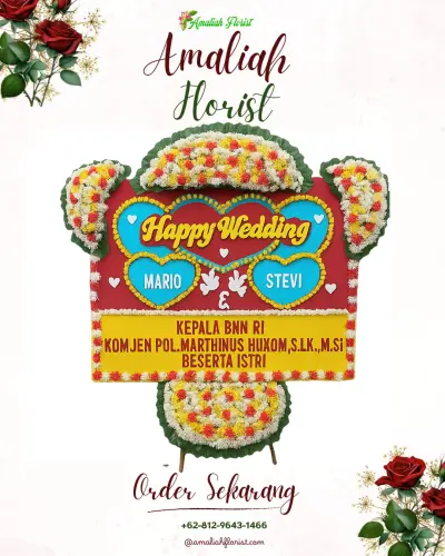 Karangan Papan Bunga Pernikahan di Sambirenteng
